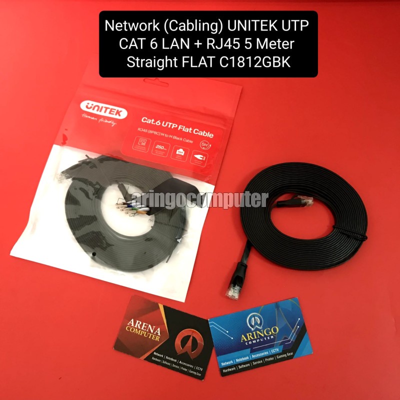 Network (Cabling) UNITEK UTP CAT 6 LAN + RJ45 5 Meter Straight FLAT C1812GBK