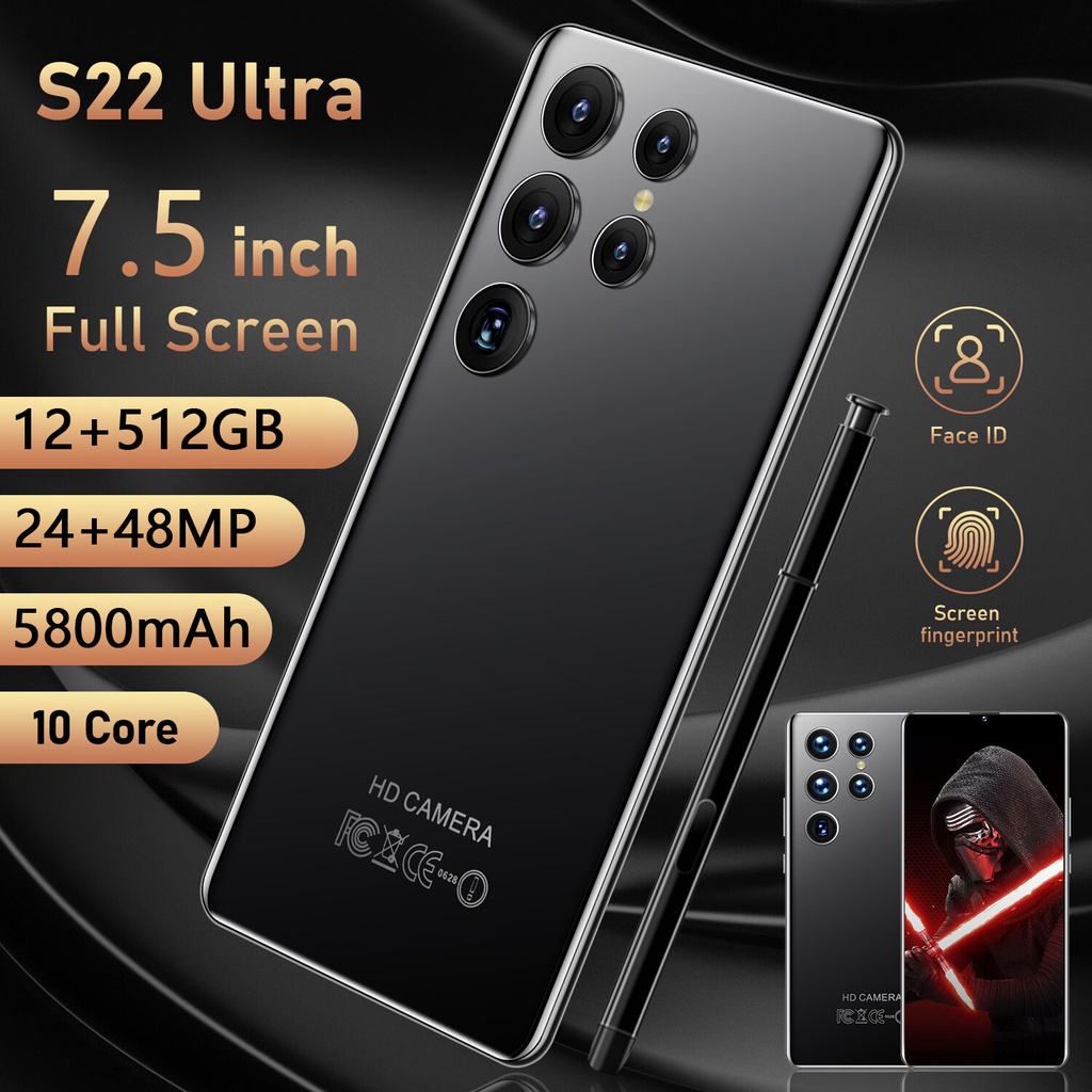 【COD+Pengiriman lokal】Galaxy S22 Ultra 7.5Inci Hp Smartphone RAM 12GB+512GB Handphone Murah Promo cuci gudang Android ponsel pintar Ponsel baru