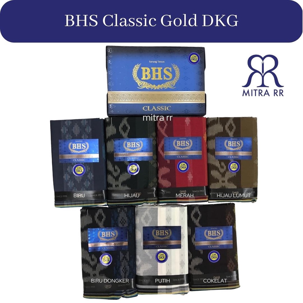 Sarung BHS Classic Gold Motif DKG Hitam Biru Cokelat Merah / Sarung Dewasa