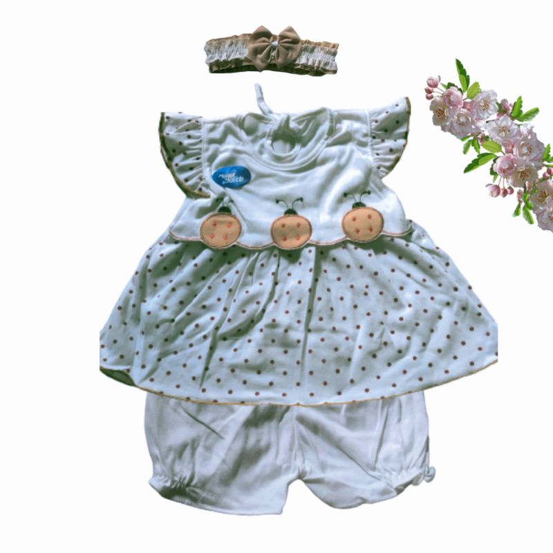 baju bayi perempuan lucu/baju bayi perempuan putih/baju bayi perempuan set bando/Baju bayi perempuan 0-6 bulan/baju bayi perempuan baru lahir/HAMPERS BAYI/dress bayi perempuan