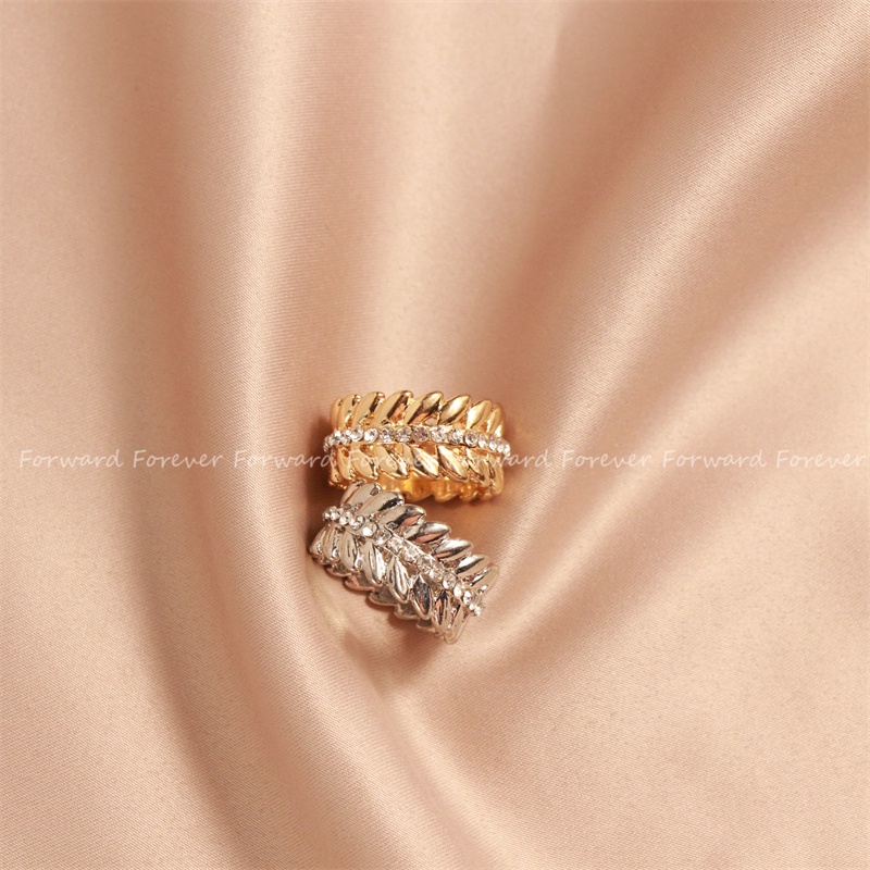 New Hot selling Kristal Cincin Daun Aksesoris Syal Kancing Bros Wanita M40334