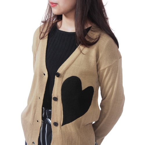 ZAHRA - Pakaian Wanita Cardigan Rajut Halus BLACK HEART Cardy