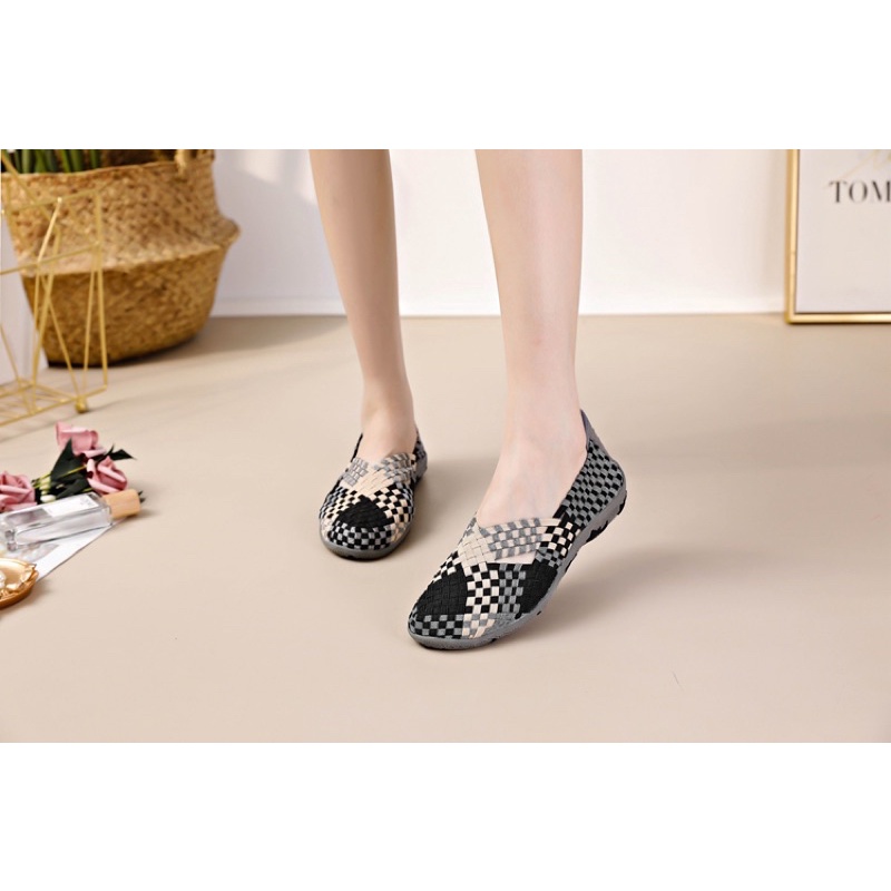 sepatu rajut flat shoes
