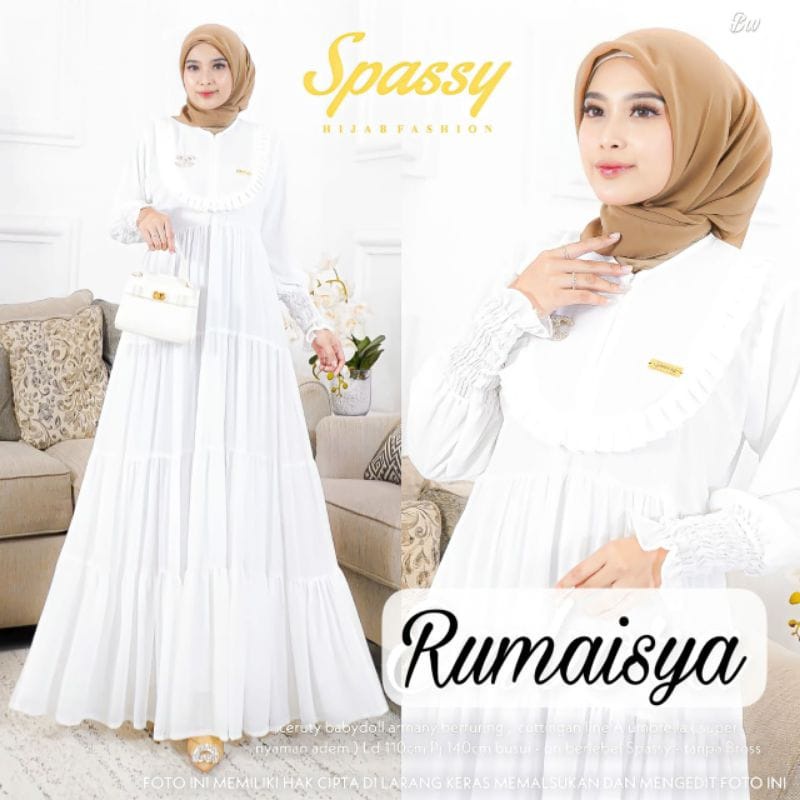 Rumaisya Dress Gamis Ceruty Babydoll Full Furing Baju Kondangan Wanita Gamis Jumbo Outfit Wanita Kekinian Gaun Pesta Muslimah