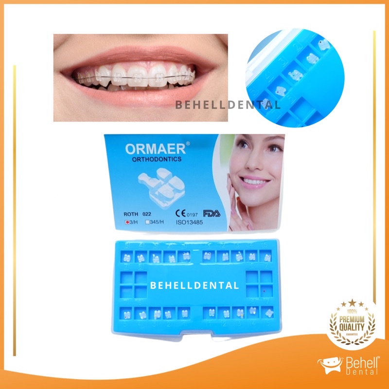 Paket behel gigi permanen bracket ceramic mini cute . Transfaran . Keramik . Bening . Transfaran Ori