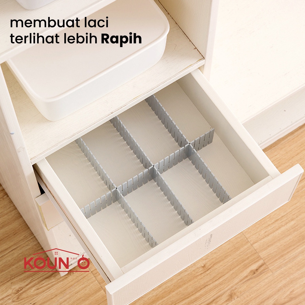 Partisi Pembatas Laci Plastik Isi 4 DIY Drawer Partition Divider