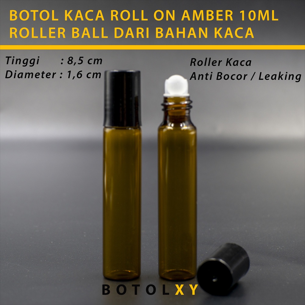 Botol Roll On 10ml Kaca Coklat / Amber Essential Oil Parfum ROLL KACA