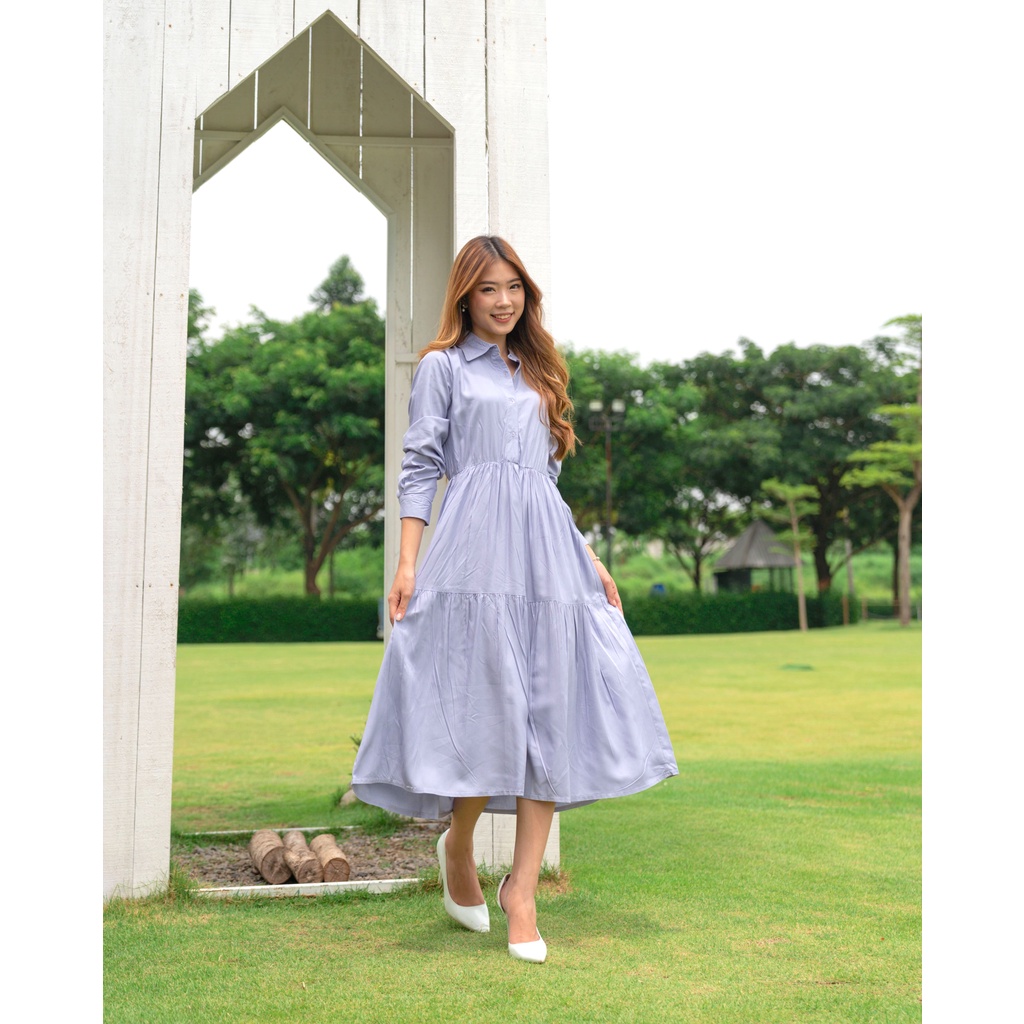 Christmas Ed | Elodie Long Dress / Dress Kasual / Dress Lengan Panjang Wanita