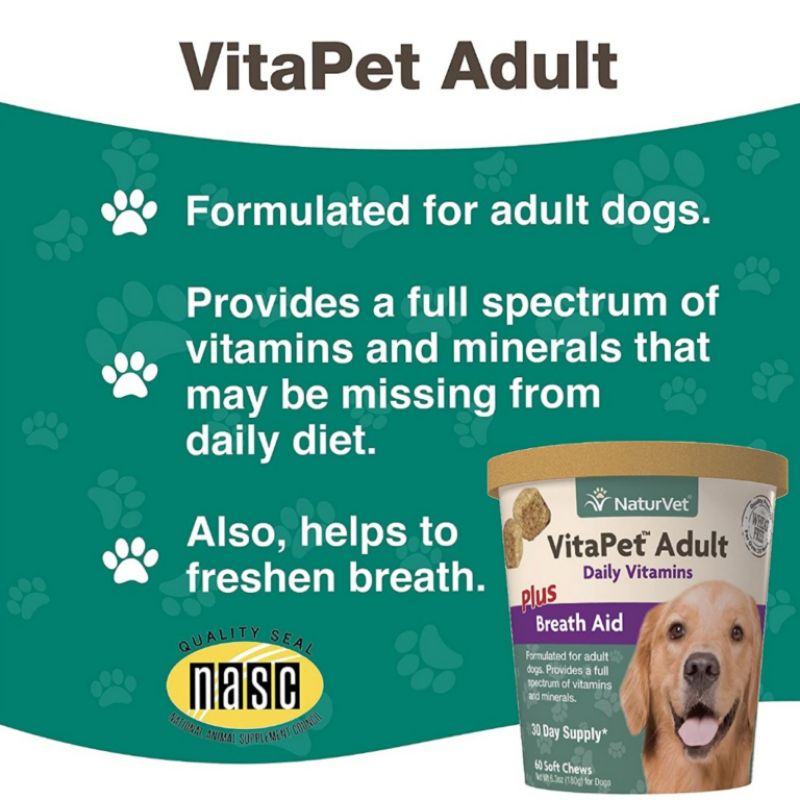 Vitamin Anjing NATURVET VITAPET ADULT Daily Multivitamin Made in USA