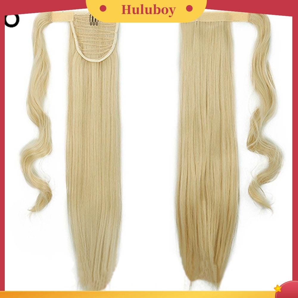 Wig Rambut Ekstensi Model Panjang Lurus Gelombang Dengan Klip Untuk Wanita