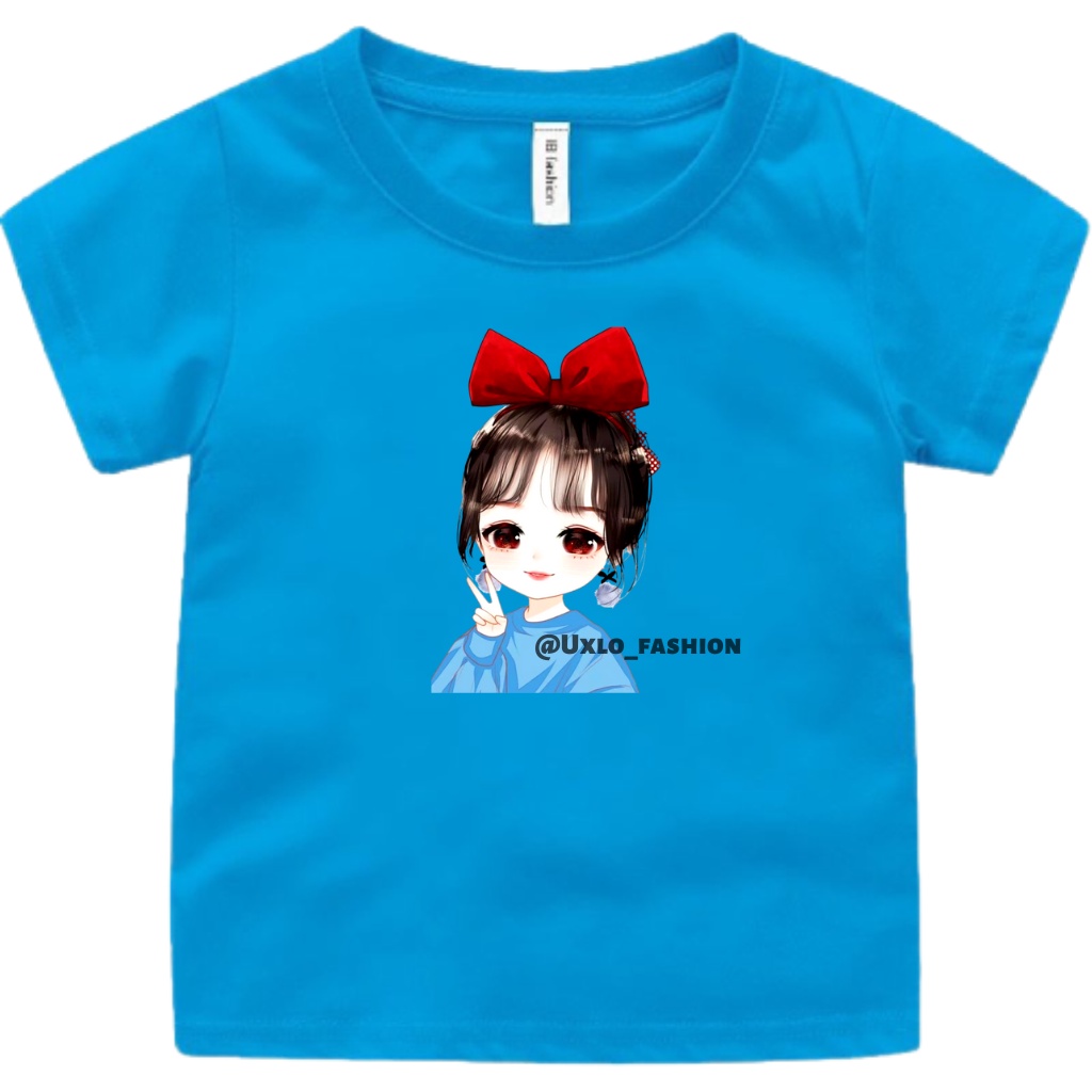 BAJU KAOS ANAK PEREMPUAN MURAH UMUR 2-9 TAHUN SABLON DIGITAL GAMBAR KARTUN KARAKTER UXLO FASHION