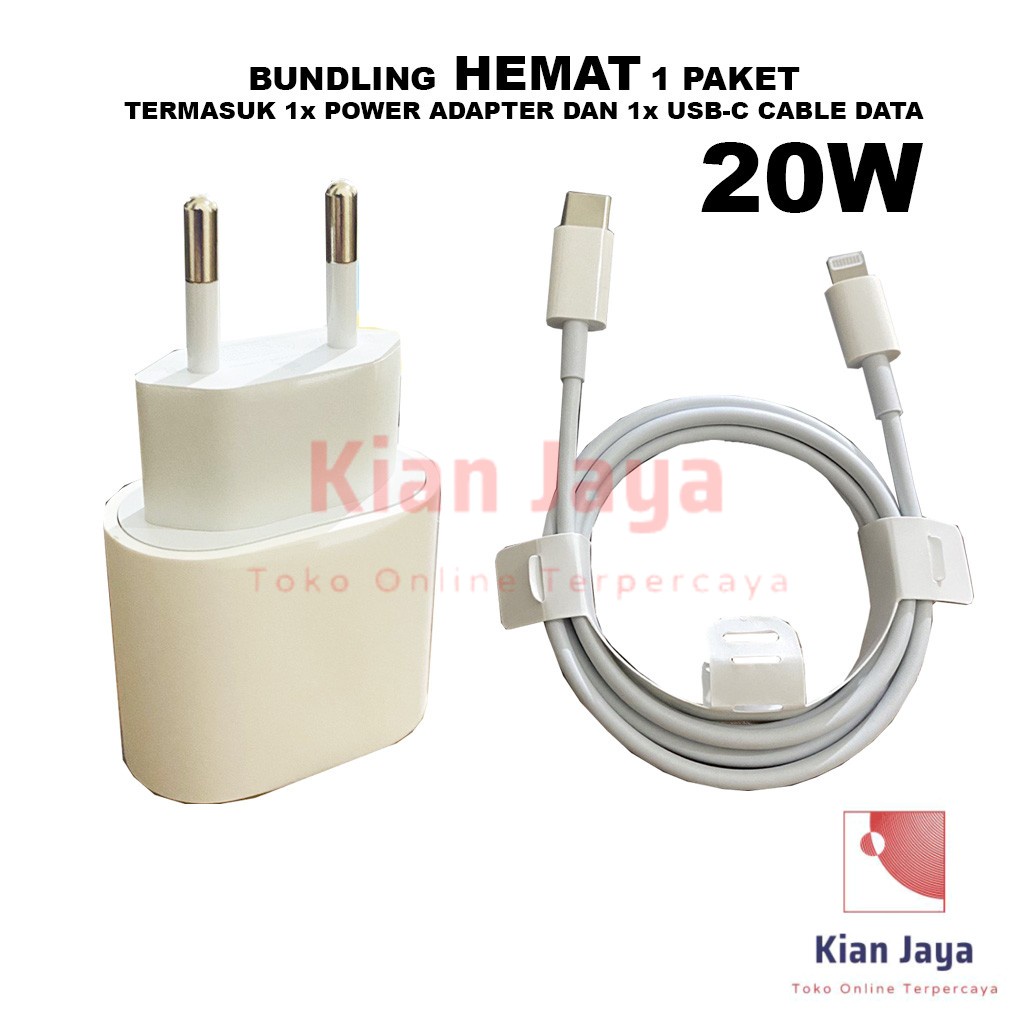 USB-C Power Adapter 20W - Fast Charging Travel Charger Set + USB-C to Lightning Cable Original Casan 20 Watt Ori Greenpeel