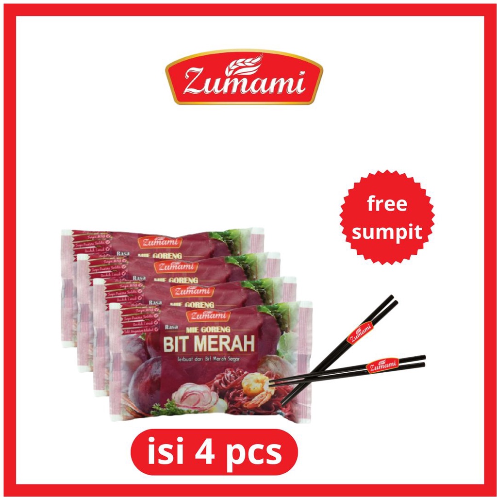 

MIE GORENG ZUMAMI SAYUR BIT MERAH ISI 4 PCS FREE SUMPIT / MIE / MIE SAYUR / MIE GEPENG / PAKET HEMAT