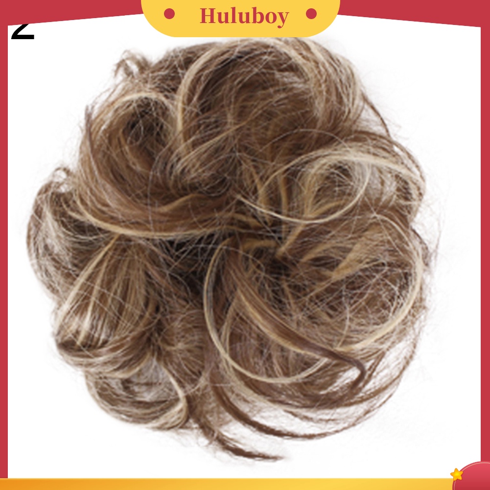 Wig Rambut Ekstensi Model Keriting Gelombang Messy Donut Chignons Untuk Wanita