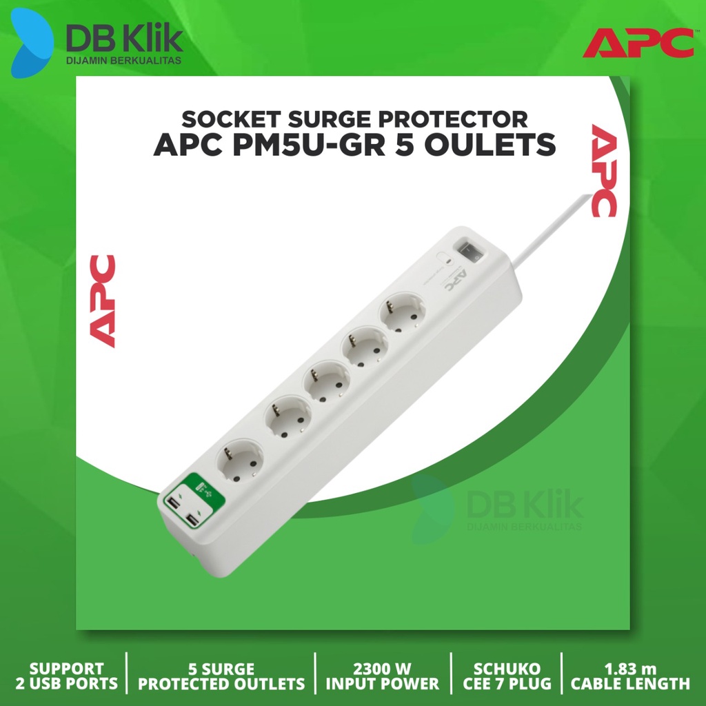 Socket Surge Protector APC PM5U-GR 5oulets- Colokan Anti Petir PM5U-GR