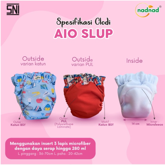 GROSIR Popok Clodi Kain Cuci Ulang Celana AIO Slup All In One Murah Motif Terbaru Motif Full Printing Tidak LunturBB (7-17KG)