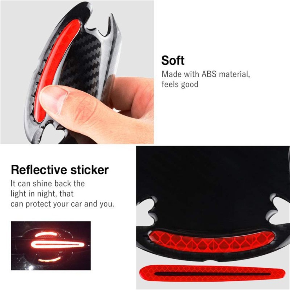 8stiker Gagang Pintu Motif Serat Karbon 3d universal anti Gores Stiker Pengaman Mobil strip Reflektif Stiker Mobil