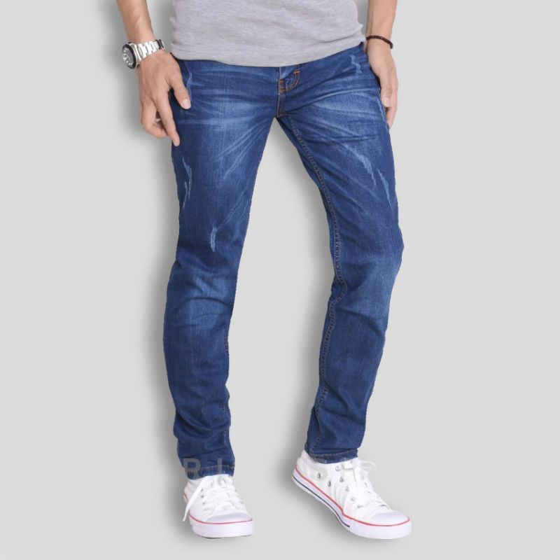 Celana jeans panjang pria slimfit gentlemen boy dewasa Premium original distro hits import bahan denim kekinian ripped sobek lutut ukuran M L XL terbaru 2022