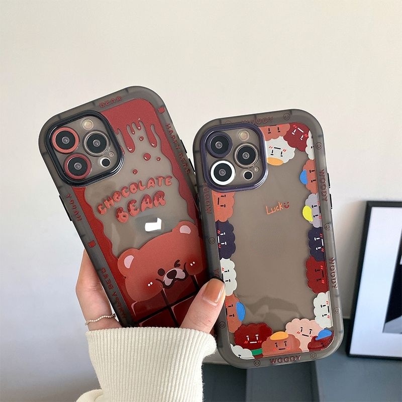 IPHONE Casing Ponsel Desain Beruang Cookies Coklat Kompatibel Dengan Iphone12 13 11 Pro Max X Xs Max Xr Vvcbn