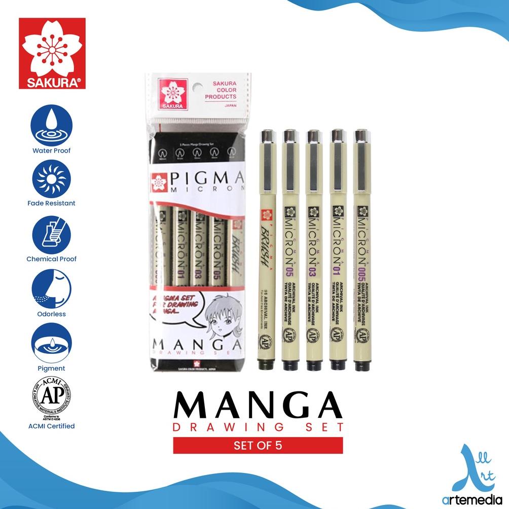 

DRAWING PEN SAKURA PIGMA MICRON MANGA SET PULPEN GAMBAR TERLARISS...,,,,,