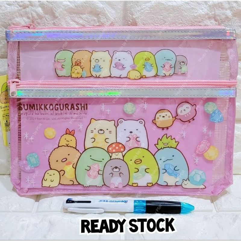 

Double Zipper Clear Pouch Sumikko Gurashi Pink