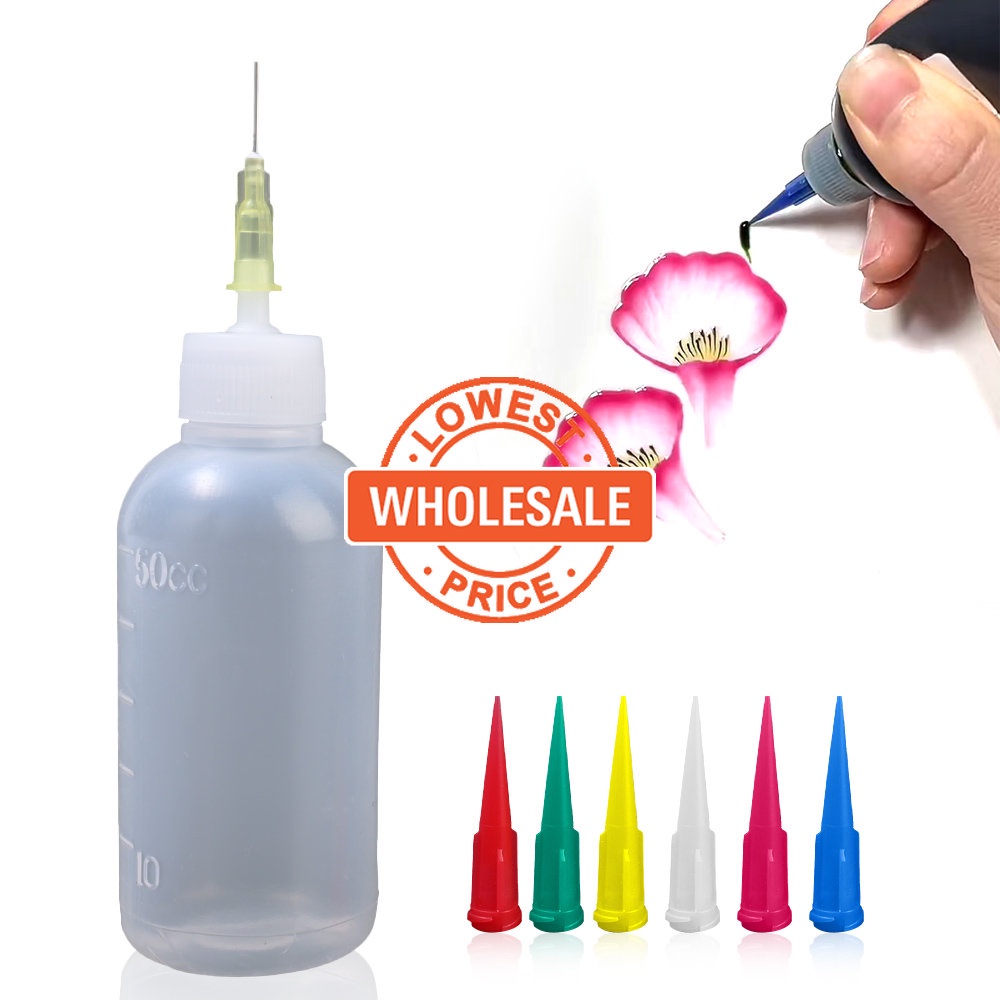 [Harga Grosir] Dispenser Kecap Mustard Kue Biskuit Botol Lukis Warna Cream Selai Madu Wadah Perhiasan Kerajinan Aksesoris DIY Botol Peras 50ml Dengan 7nozel