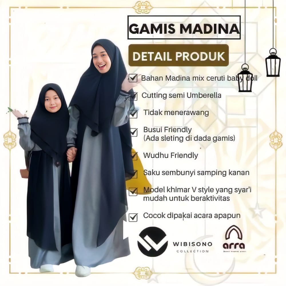 Sarimbit Keluarga 2023 Arra Madina Charcoal Baju Couple Keluarga Lebaran 2023