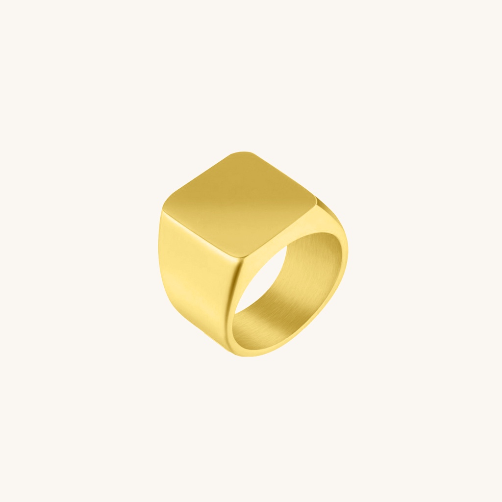 Cincin Emas 21K - Signet Men’s Ring Solid Plain- Emas Kadar 875 21 Karat