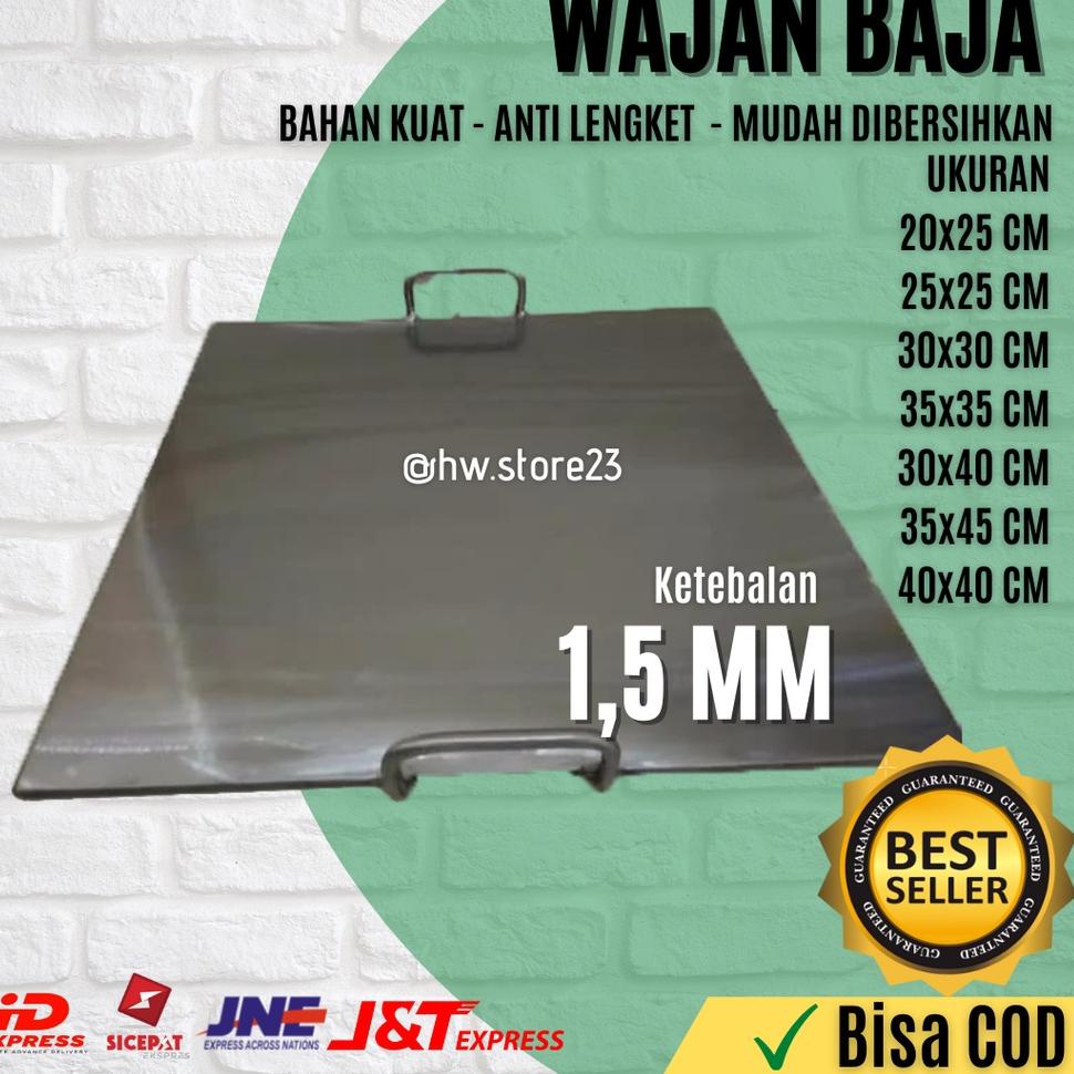 PENJUALAN TERBANYAK [BAJA 1,5 MM] TERLARIS Wajan Datar / Wajan Baja Hitam / Wajan Kebab / Wajan Mart