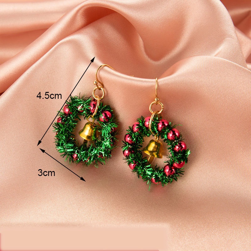 Ornamen Natal Kreatif Anting Pohon Natal Kreatif Anting Lonceng Manusia Salju Sederhana Perempuan Meriah Aksesoris