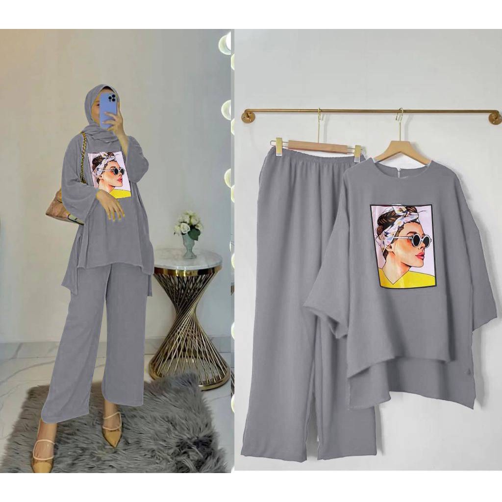 GH - ST ALONA / SETELAN CELANA PANJANG WANITA / BAJU SETELAN WANITA MODEL TERBARU / BAJU SETELAN CAS