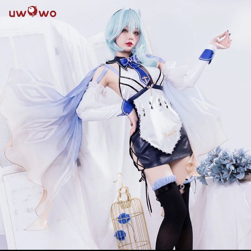 [ RENTAL ] EULA MAID UWOWO Kostum Cosplay Versi Maid Pelayan Genshin Impact Eula Lawrence Wig Manmei