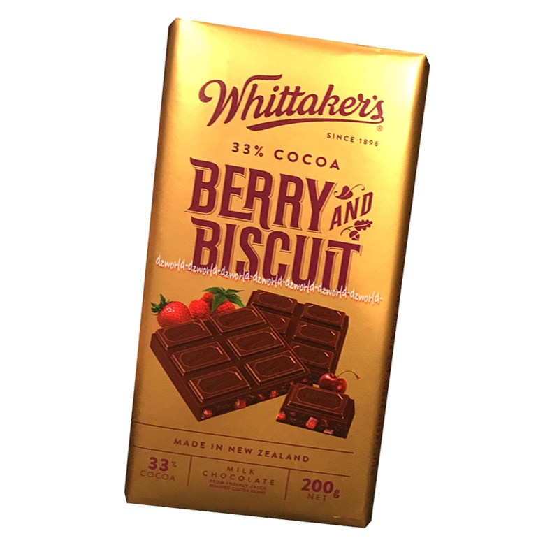 Whittaker's Berry And Biscuit 200gr Coklat Import Whittakers Rasa Buah Beri Dan Biskuit Witakers Wittaker Whittaker Milk Chocolate Coklat Susu