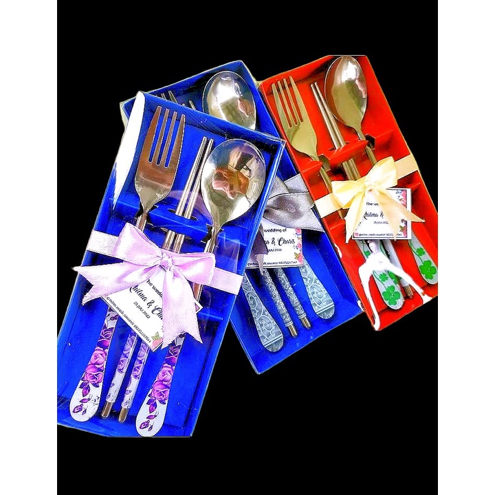 

Box souvenir sendok garpu sumpit/SGS warna warni tutup mika