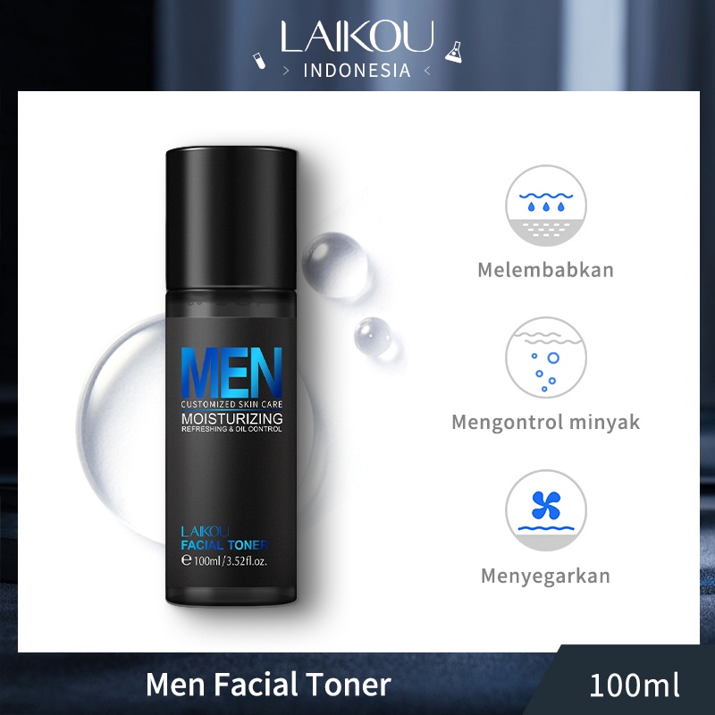 LAIKOU Men Toner Hyaluronic Acid Mengencangkan Pori-pori Kontrol Minyak Pelembab 100ml