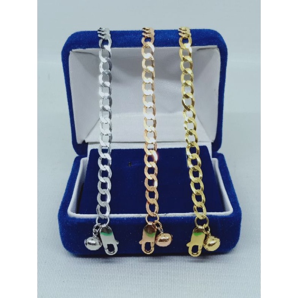 gelang perak asli silver 925 lapis emas/gelang tangan rantai sn renggang+1bel+1 bunga ukir/asli silver/fashion wanita