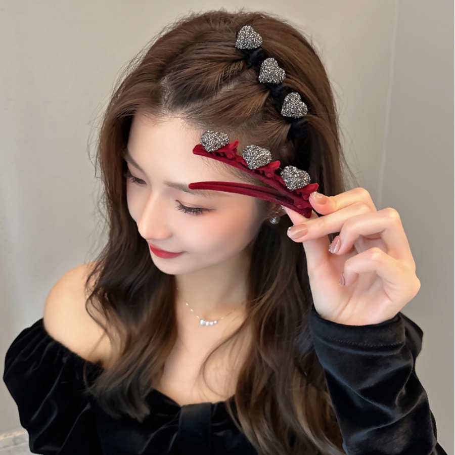 Korea Berlian Imitasi Kepang Klip Rambut Kristal Gadis Jepit Rambut Klip Samping Fashion Aksesoris Rambut