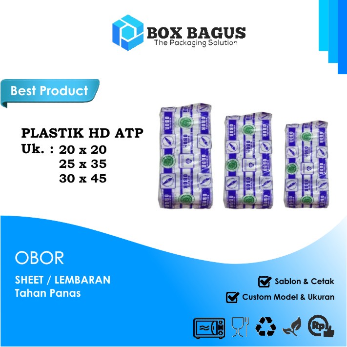 

PLASTIK HD ATP OBOR SHEET uk. 20x20 cm BENING ALAS BOX DUS MAKANAN