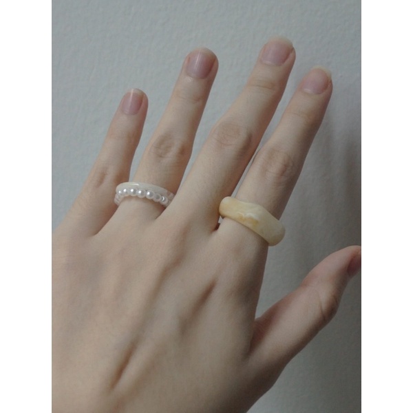 Ark.co - Margo set ring cincin acetate akrilik pearl mutiara tumpuk minimalis