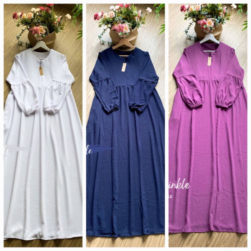 Gamis zihan crinkle | busui friendly | 1 kg muat 3 baju