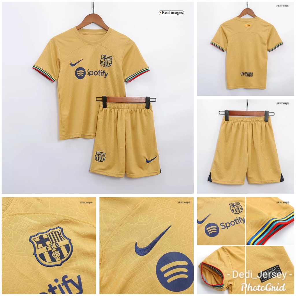 COD JERSEY BOLA KIDS ANAK ANAK BAJU CELANA SATU STEL BARCELONA BARCA AWAY GRADE ORI IMPORT PREMIUM T