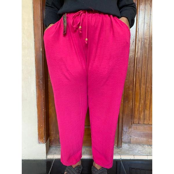 Adeline Baggy Crinkle Celana Kantor Wanita Jumbo Baggy Pants Big Size