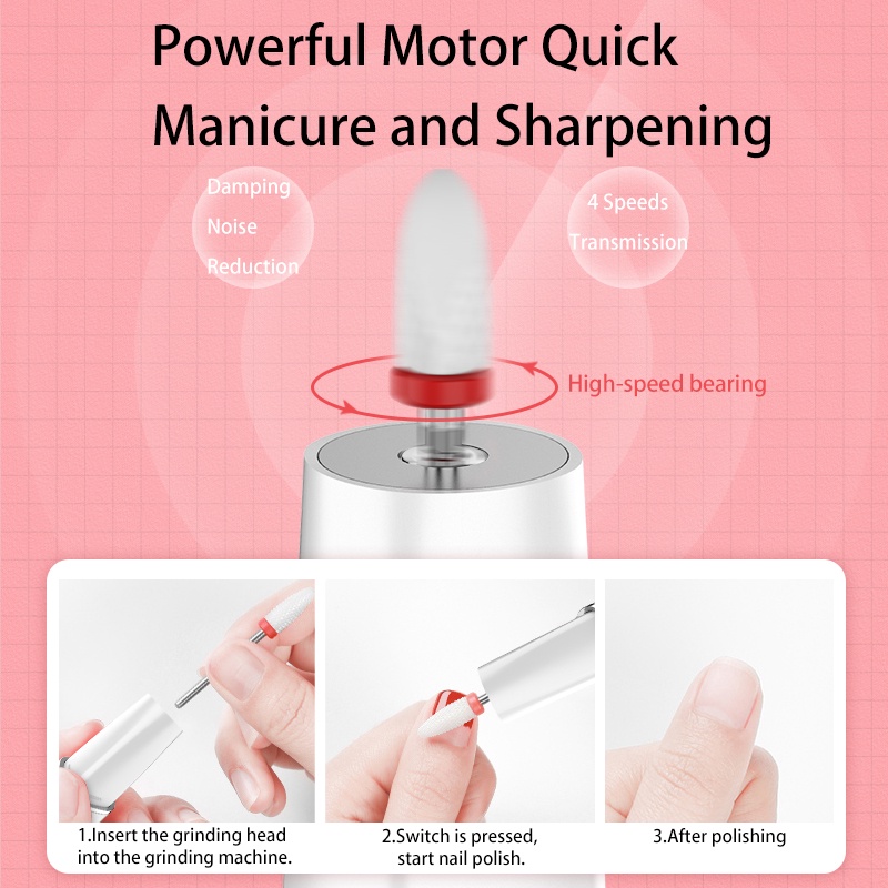 Kit Bor Paku Listrik Rechargeable Cordless Nail Machine Cocok Untuk Paku Akrilik Gel Paku Kikir Kuku Elektrik Set