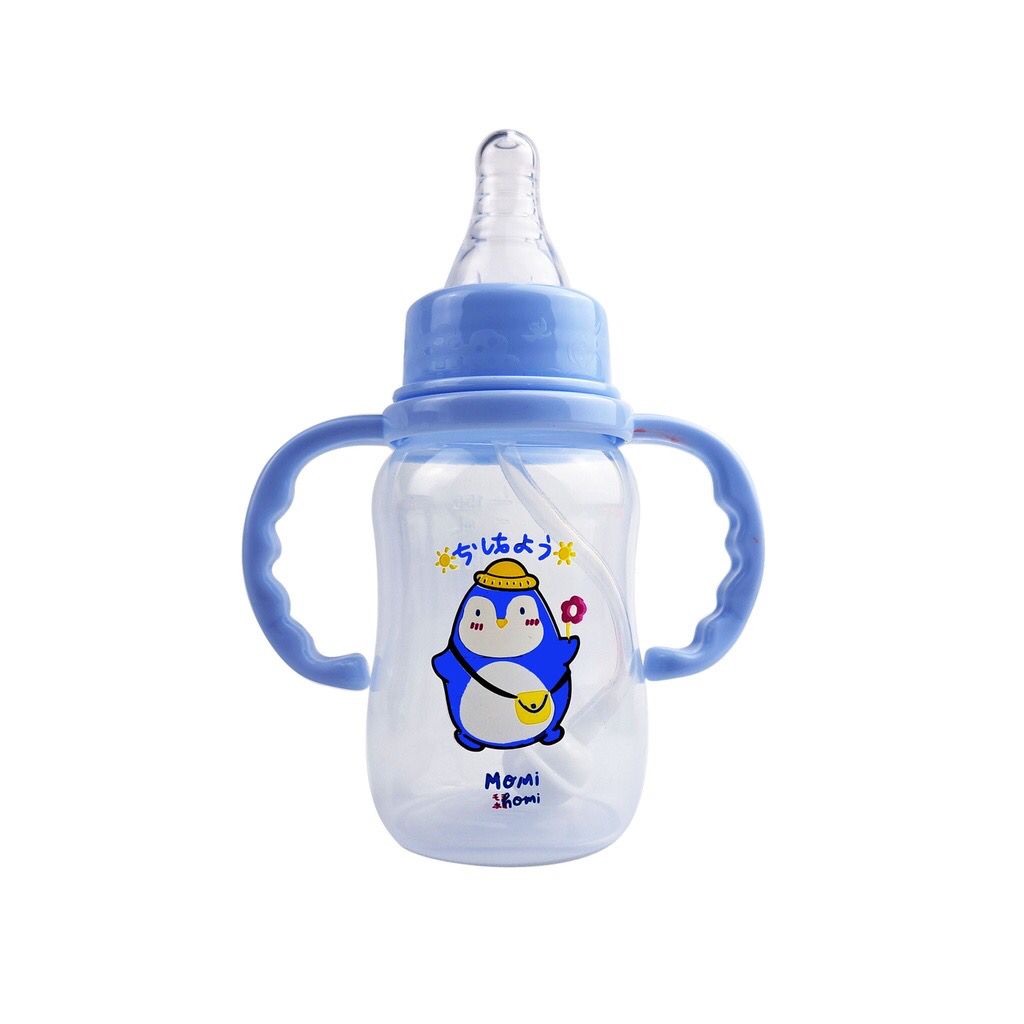 MOMI HOMI CARTOON SERIES BOTOL DOT SUSU BAYI 60ML / 150ML / 280ML DENGAN GAGANG DAN SEDOTAN TAHAN PANAS BPA FREE