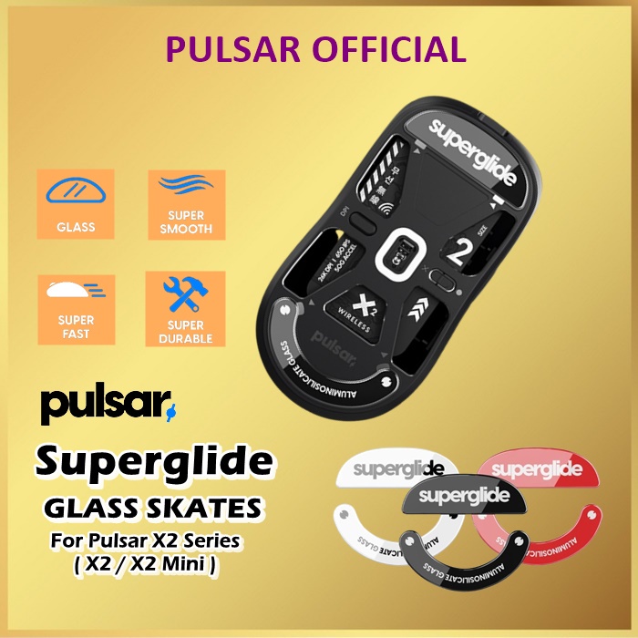 Pulsar SuperGlide Glass Skates For X2 / X2 Mini Wireless Gaming Mouse Feet X 2