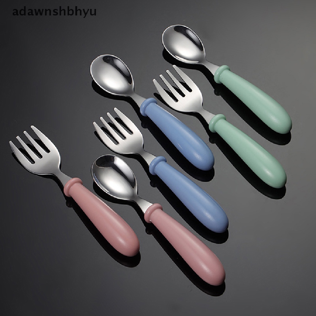 Adawnshbhyu Set Peralatan Makan Makan Makan Makan Makan Makan Makan Bayi Utensil Stainless Steel Balita Alat Makan Sendok Garpu Makan Kartun Bayi Food Feeding Spoon Fork ID