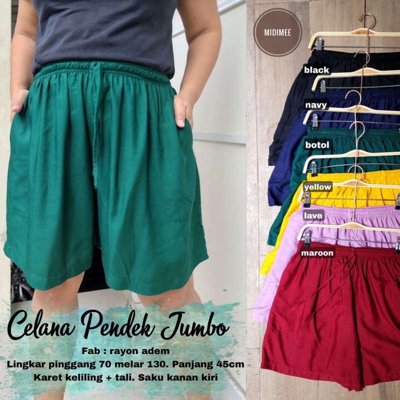 CELANA PENDEK SUPER JUMBO BAHAN RAYON FIT TO  4XL MUAT DIATAS 100KG