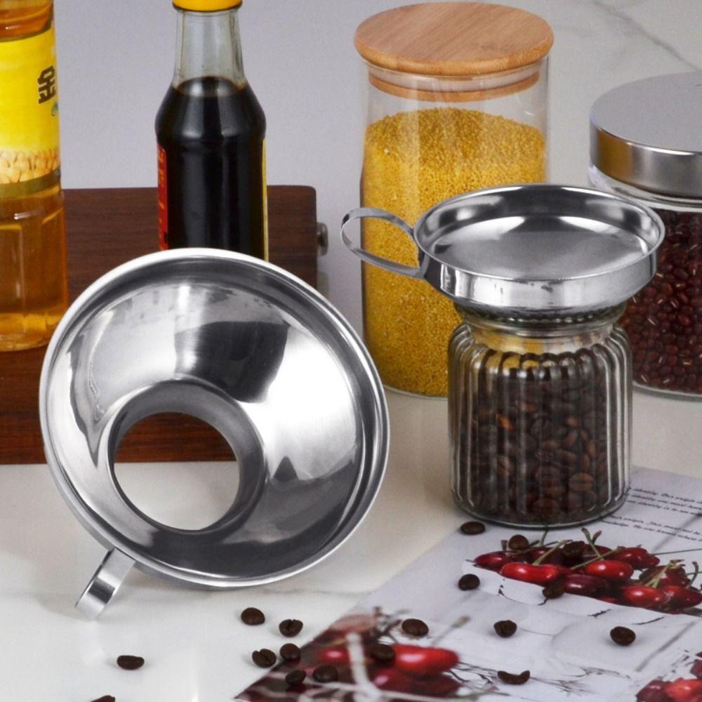 [Elegan] Corong Kaleng Cairan Selai Mulut Lebar Stainless Steel Salad Dressing Untuk Mason Jars Filter