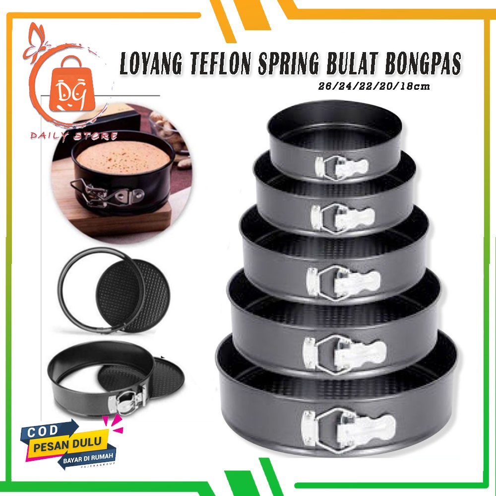Loyang Teflon Spring Bulat Bongpas 18-26Cm / Loyang Bongkar Pasang Anti Lengket