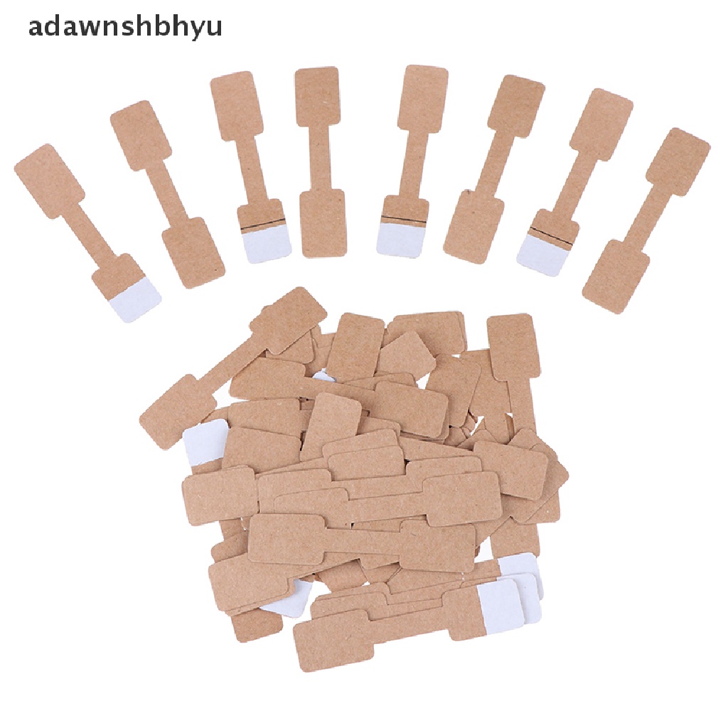 Adawnshbhyu 50/100Pcs Segi Empat Kosong Label Harga Kalung Cincin Perhiasan Label Kertas Stiker ID